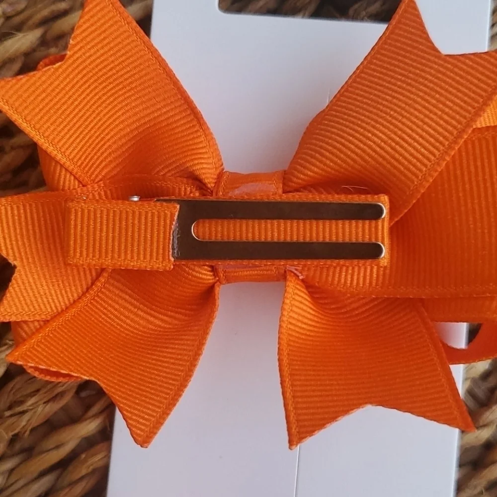 Shimmy Shimmy Orange Boutique Hair Bows Set of 2 NWT Made in USA